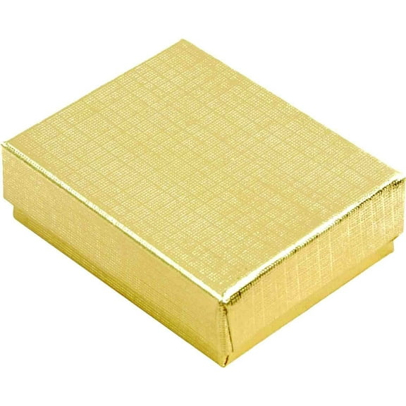888 Display - Pack of 20 Boxes of 3 1/4" x 2 1/4" x 1"H Gold Linen Cotton Filled Jewelry Boxes