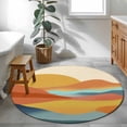 thumbnail image 5 of Abstract Mountain Round Rug 4ft Washable Circle Entryway Rugs Non Slip Boho Modern Minimalist Landscape Area Rug Indoor Floor Carpet for Bedroom Kitchen Living Room Home Office Dining Room Nursery, 5 of 9