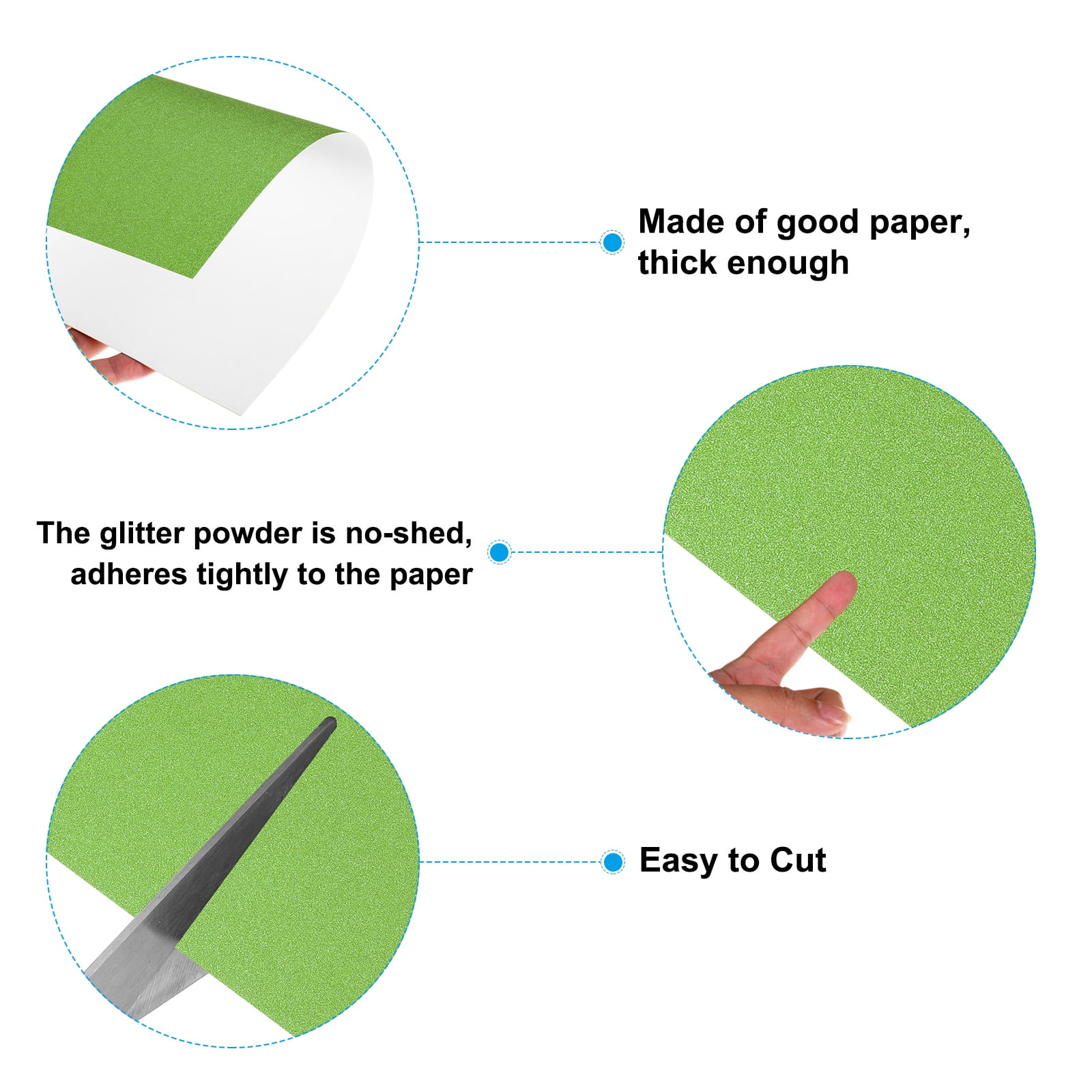 Uxcell 12x12" Glitters Cardstock, 30Sheets No-Shed Shimmer Glitters Paper, Green