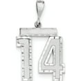 thumbnail image 1 of 14K White Gold 14Kw Large Brushed Diamond-Cut Number 14 Charm Made In United States wln14, 1 of 5