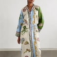 thumbnail image 3 of Women Printed Shirt Dress Long Sleeve Loose Fit Button Down Vacation Casual Midi Dress, 3 of 4