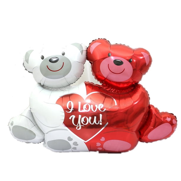 Globo de película de aluminio de oso abrazo de amor, decoración de boda, diseño de Sala de bodas, globo de papel de aluminio, Bola de corazón de oso doble