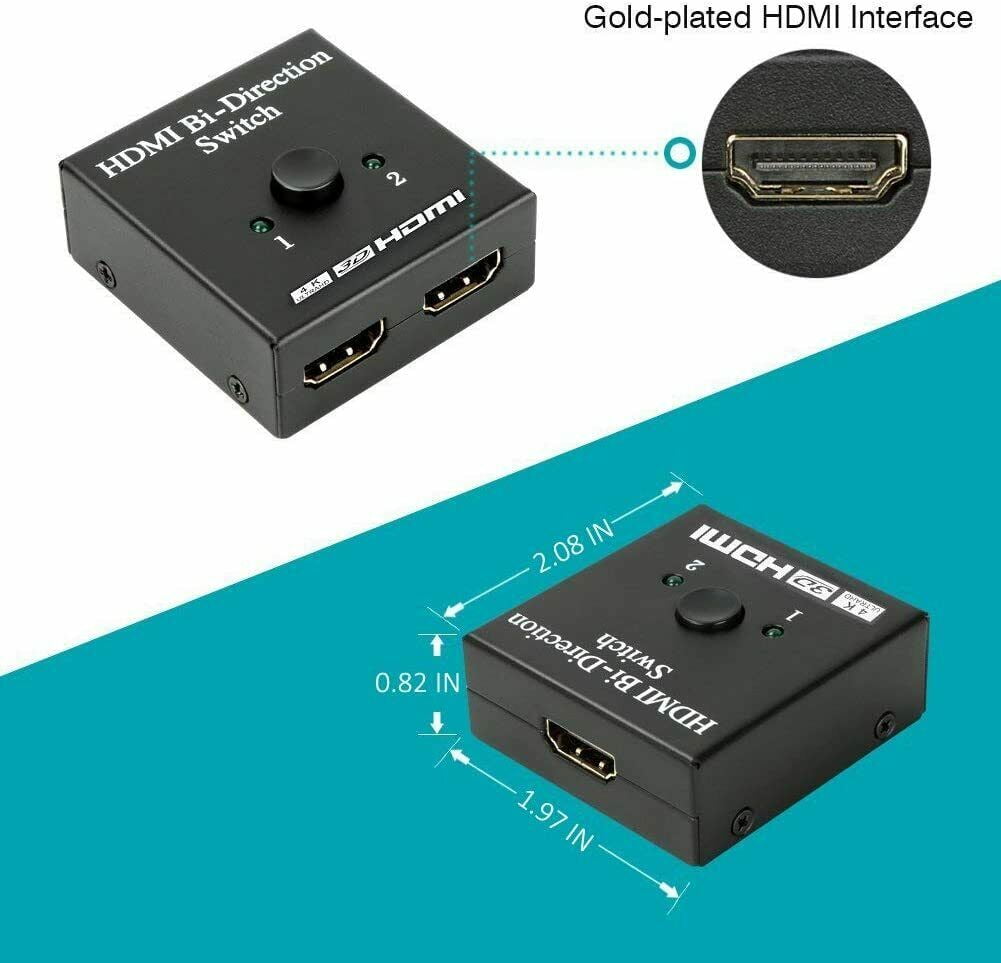 Conmutador HDMI 2.0 HDTV Switcher Splitter Bi-Direction Hub HDCP 2x1 1x2 In Out 4K