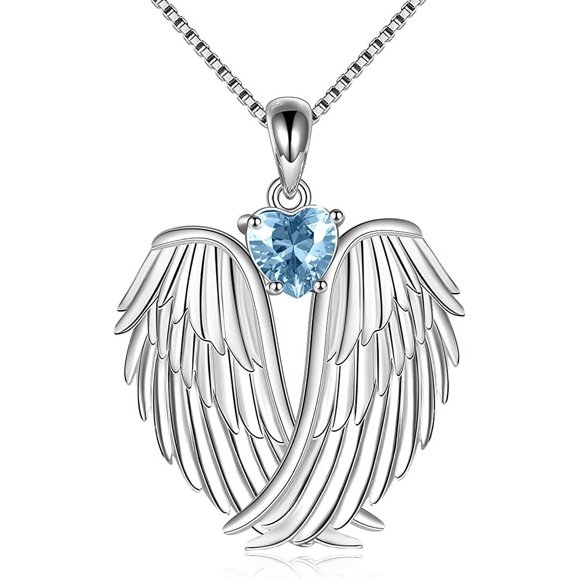 Angel Wings Necklace Guardian Angel Wings Pendant Birthstone Necklace Women Jewelry Gifts
