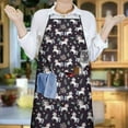 thumbnail image 6 of Dark Blue Cartoon Unicorn Flower Leaf Apron-Garden Aprons for Women with Pockets-Cotton Linen Waterproof Kitchen Cooking Gardening Aprons Adjustable for Kitchen,Cooking,BBQ and Salon 33x27 Inch, 6 of 7