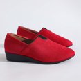 thumbnail image 5 of AUDeals Womens Suede Loafers Casual Slip On Flat Low Chunky Heel Rounded Toe Dress Shoes Comfortable Everyday Wear Loafers (Red, 7.5), 5 of 9