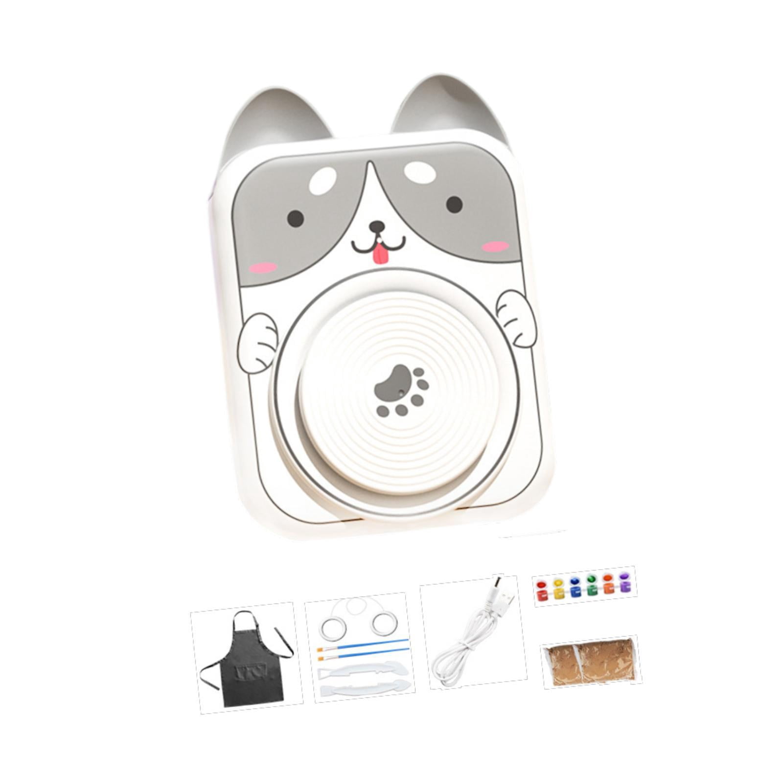 Tachiuwa Electric Pottery Wheel Set for Kids Porcelain Machine ,DIY Pigments, Beginner Pottery Machine Complete Pottery Kit Dog