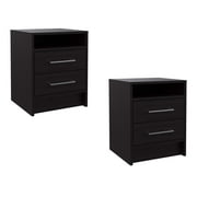 TUHOME Eter Nightstand End Table with 2 Drawers, Espresso (2 Pack)