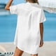thumbnail image 4 of Vestido de Manga Larga para las Mujeres Caída Color Sólido Solapa Bolsillo de Manga Corta, Vestido Corto de Manga Larga para las Mujeres Longitud de Rodilla Casual, 4 of 8