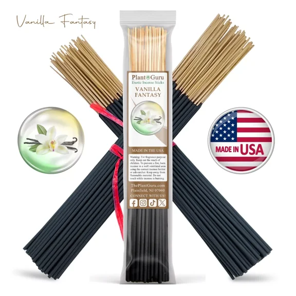 Vanilla Fantasy Incense Sticks 11" Bulk - 1 Bundle 85 to 100 Sticks - Smooth and Clean Long Burn Time, 45 to 60 Minutes.