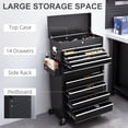 thumbnail image 3 of 14-Drawer Rolling Tool Chest, Lockable Steel Tool Storage Cabinet with Detachable Top Toolbox and Soft Liners, Mobile Workshop Organizer for Garage and Professional Workspace, Black, 3 of 7