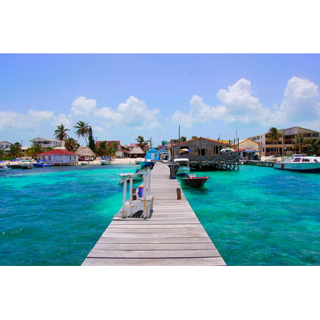 Canvas Print Belize Tropical Ambergris San Pedro Caye Water Stretched Canvas 10 x