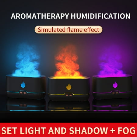 

Aromatherapy Diffuser with 7 Colors Diffusers Quiet Aroma Diffuser Cool Mist Humidifier Flame Diffuser with Waterless Auto-Off Protection for Home Office Party or SPA(White)