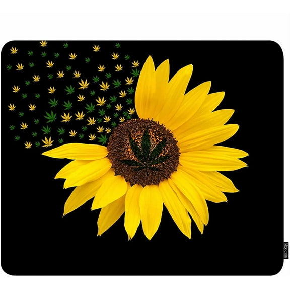 Sunflower Golden Mouse Pad Flower Tree Leaves Bright Color in Dark Nature Non-Slip Rubber Mousepad 9.5x7.9 Inch for Computer, Laptop