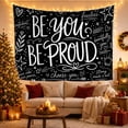 thumbnail image 2 of Be You Be Proud Quote with Hearts Stars Crown and Leaves, Uplifting Line Art for Self Love Fans, Motivational Wall Art, Pride Gift, Tapestry Wall Hanging for Bedroom and Dorm, 2 of 5