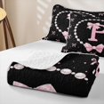 thumbnail image 4 of meiyoeat Pink Ribbon Bowknot Twin Quilt Set For Girls,Lovely Bowtie Alphabet Print P Twin Coverlet Set For Kids,2-Piece, 4 of 7