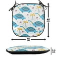 thumbnail image 4 of Dinosaur Chair Seating Cushion Set of 2, Pattern of Prehistoric Oriental Animal Drawings, Seat Pads for Office with Anti-slip Backing, 16"x16", Sky Blue Orange, by Ambesonne, 4 of 7