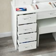 thumbnail image 3 of Yamissi Modern Vanity Table with Sliding Mirror and 10 LED Lights, Bedroom Makeup Desk Set with Stool, 6 Drawers & Shelves, White, 3 of 11