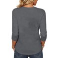 thumbnail image 3 of Stralyhd Ladies Relaxed‑Fit Breathable V‑Neck 3/4 Sleeve Blouse Light‑Weight Festive Graphic Everyday T‑Shirt XL, 3 of 3