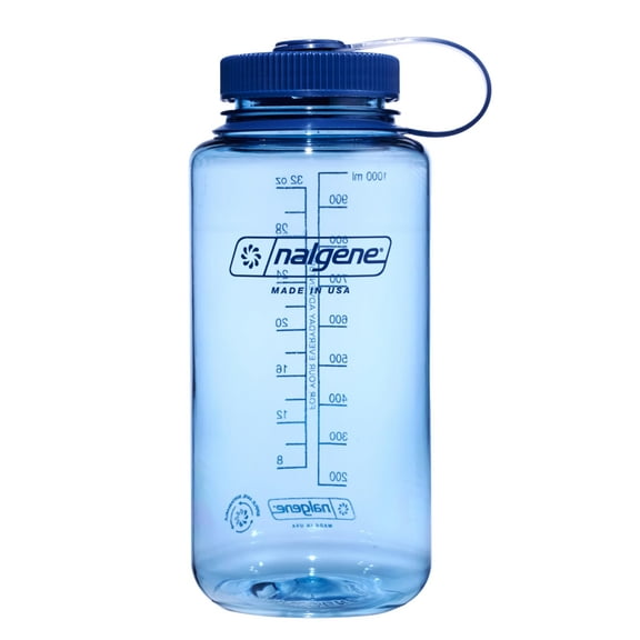 Nalgene Water Bottle - Lightweight Sustain Tritan BPA-Free Shatterproof Bottle for Backpacking, Hiking, Gym, 32 OZ, Wide Mouth, Baby Blue