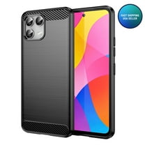 Case for T-Mobile Revvl 8 Pro 5G, Ultra Slim Fit Phone Cover with Shock-Absorption Carbon Fiber TPU Rubber Protective Cases, Black