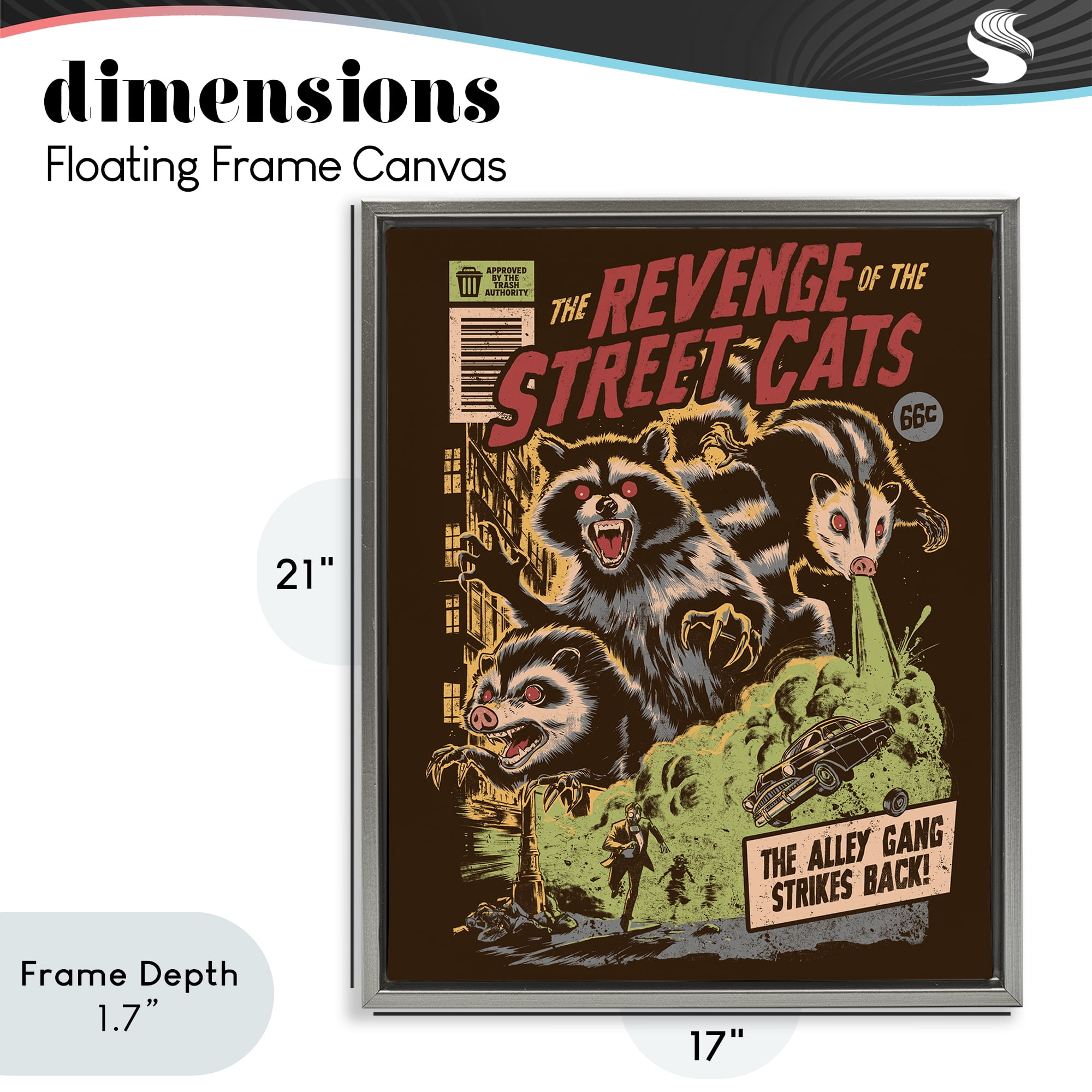 Stupell Industries Revenge Of Street Cats Gray Framed Floater Canvas Wall Art, design by EduEly Designs