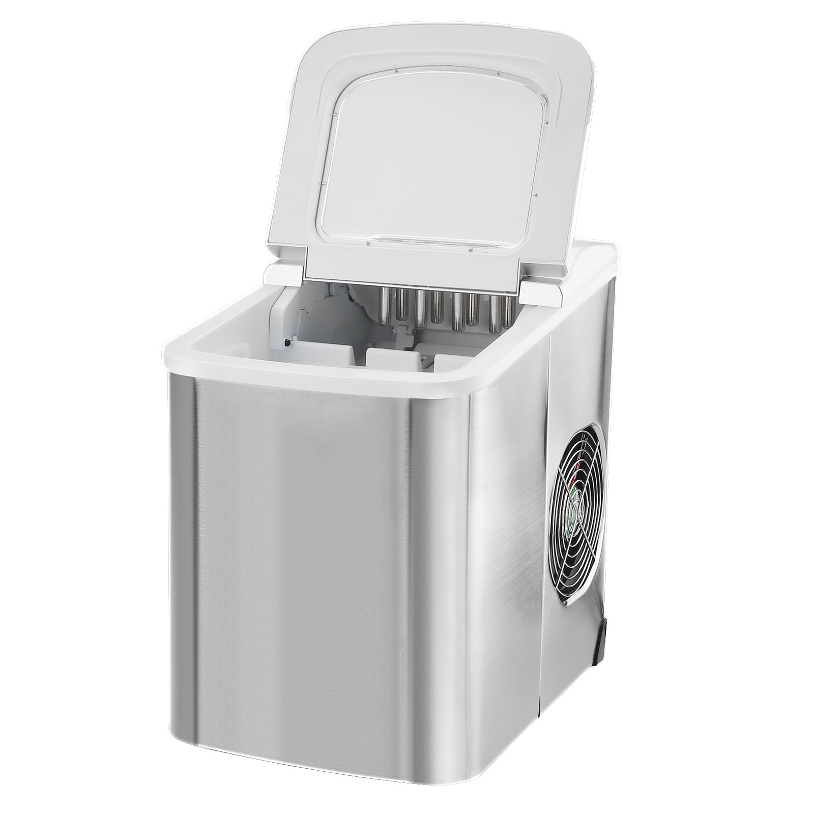 Kepooman 26lb / 24H Portable Compact Stainless Steel Electric Ice Maker for Home Office Kitchen Bar, White