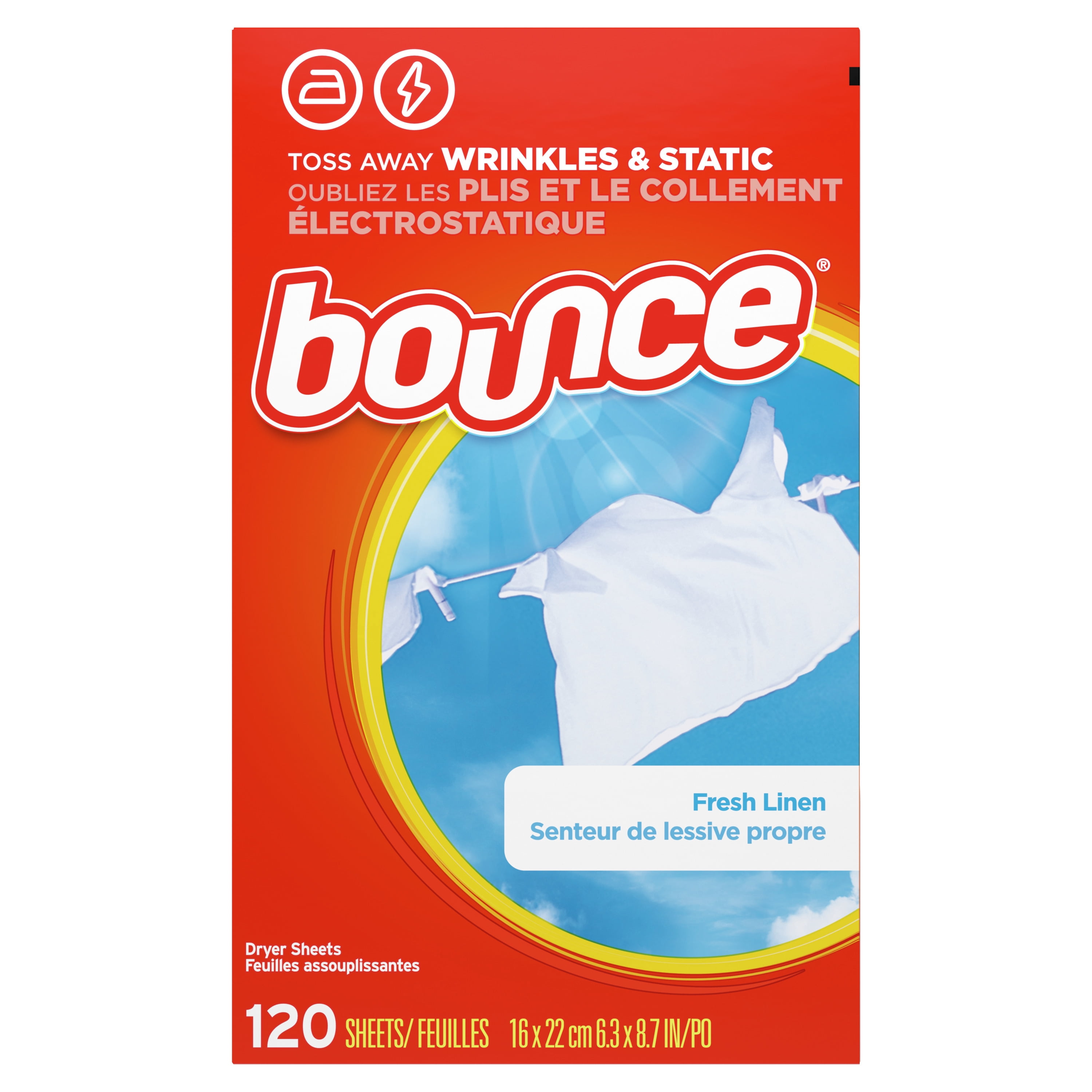 Bounce Fresh Linen Scented Fabric Softener Dryer Sheets, 120 Count