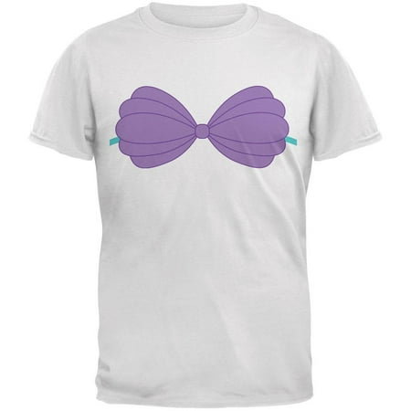 Halloween Purple Shell Bra Costume White Youth T-Shirt - Youth Small