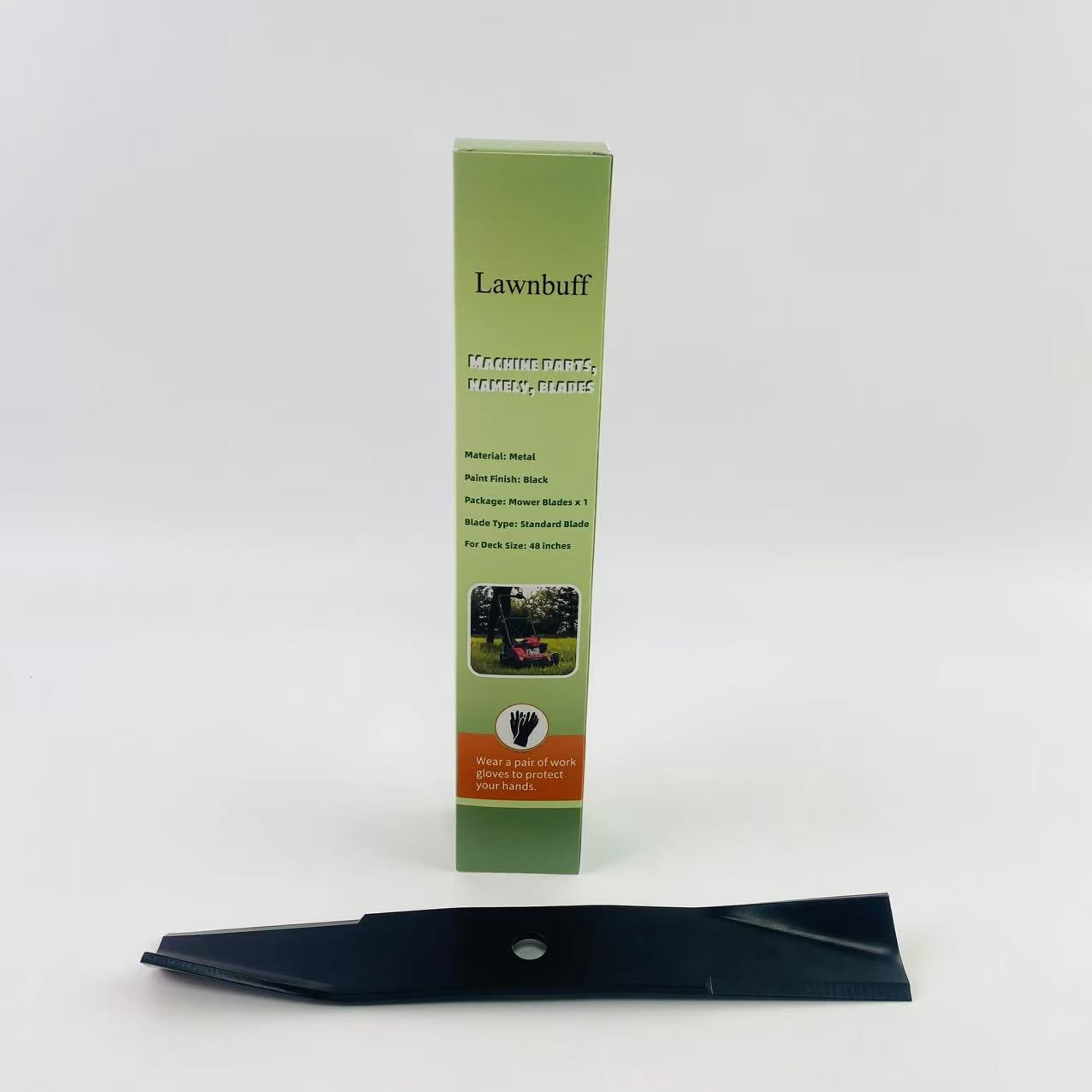 Lawnbuff Machine parts, namely, blades,Deck Lawn Mower Blades