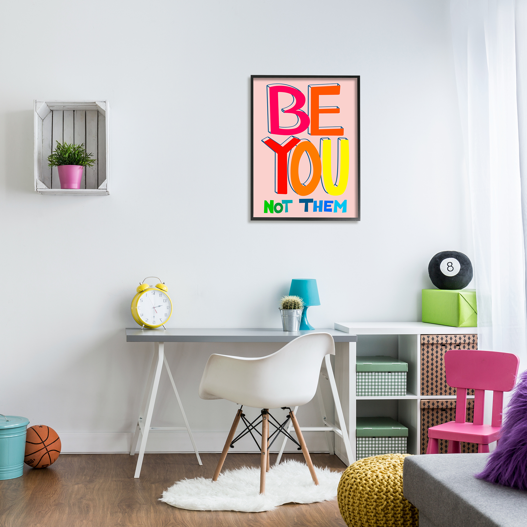 Stupell Industries Be You Not Them Phrase Inspirational Painting Black Framed Art Print Wall Art, 24 x 30