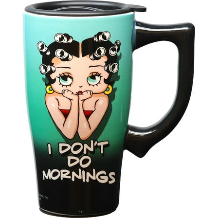 BETTY BOOP MORNINGS 18 OUNCE CERAMIC TRAVEL MUG