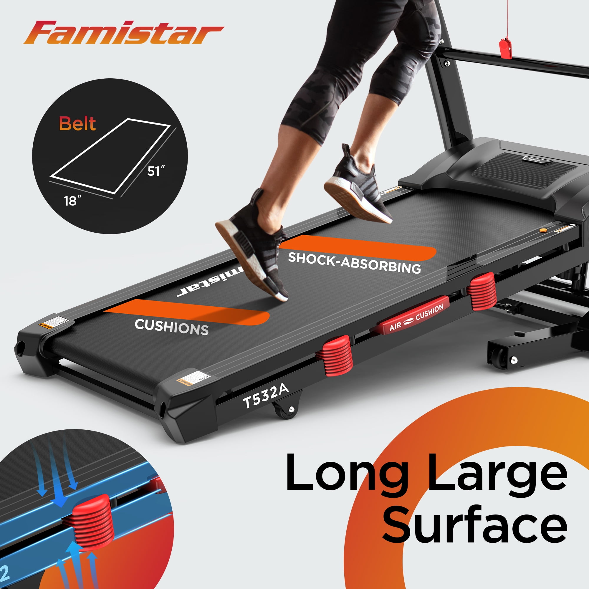 Famistar 4.5HP Folding Treadmill Clearance w/ APP control Portable Foldable, 15 Levels Auto Incline Treadmill for Home Office, 300lbs Capacity, Adjustable iPad Holder, Max 10MPH Speed, Knee Strap Gift