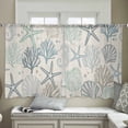 thumbnail image 4 of Aqua Teal Coastal Semi Sheer Curtains 54 Inch Length 2 Panels Set,Summer Beach Starfish Coral Nautical Rustic Sheer Kitchen Curtain Voile Window Curtain for Living Room Bedroom Rod Pocket Drapes, 4 of 7