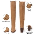 thumbnail image 3 of Women Faux Suede Knee High Side Zipper Chunky Heel Stretch Winter Boots, 3 of 4