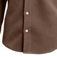 thumbnail image 5 of Men's Big & Tall Waffle-Knit Shirt Button Down Long Sleeve Dressy Shirt Casual Formal Blouse,XXXL,Brown, 5 of 6