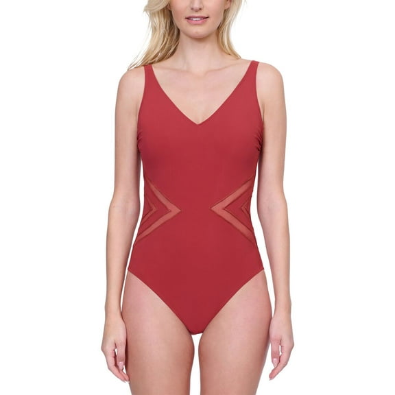 Gottex womens  V Neck One-Piece, 18, Red