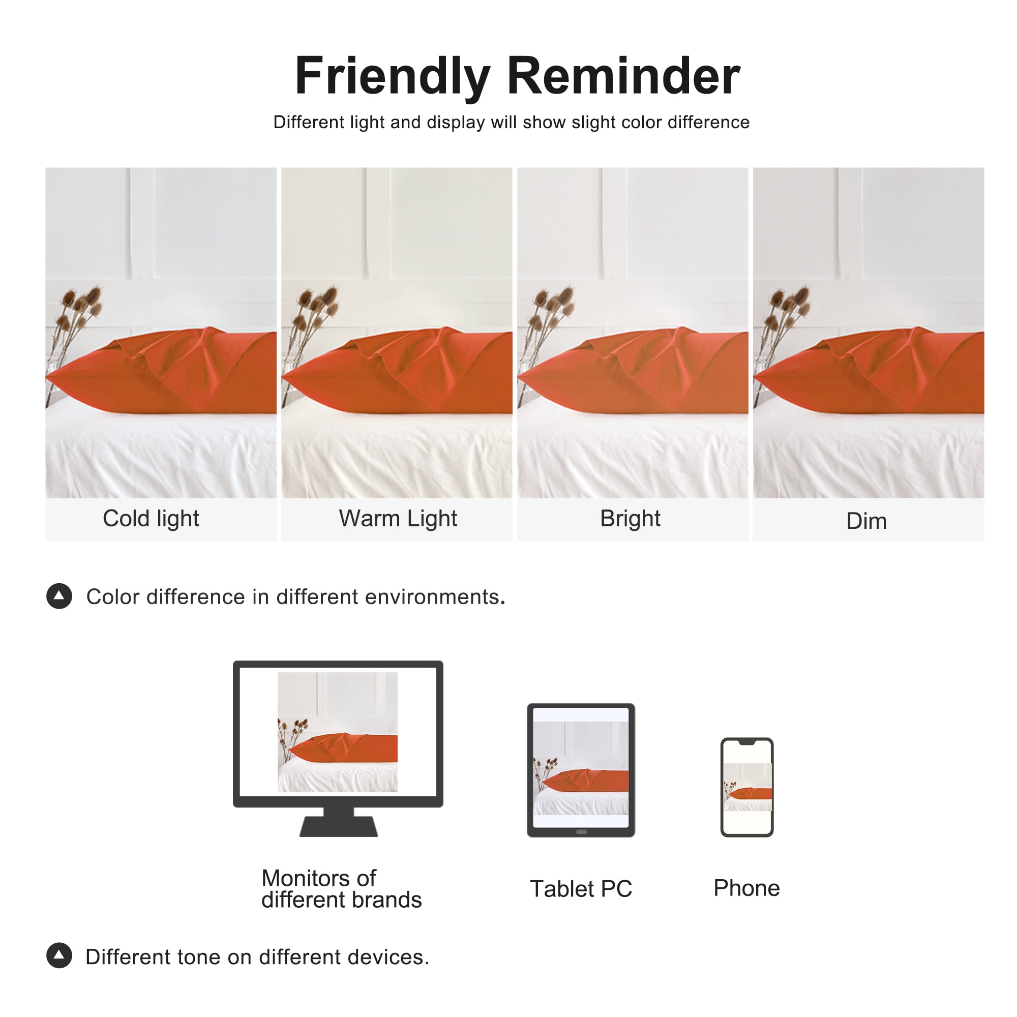 3 Pack Breathable Egyptian Cotton Body Pillow Covers, 20" x 72", Orange