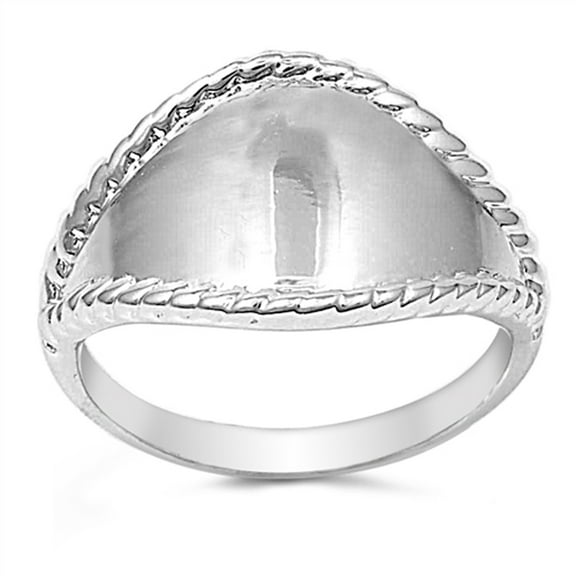 High Polish Rope Edge Shiny Wide Ring .925 Sterling Silver Band Jewelry Female Male Unisex Size 5