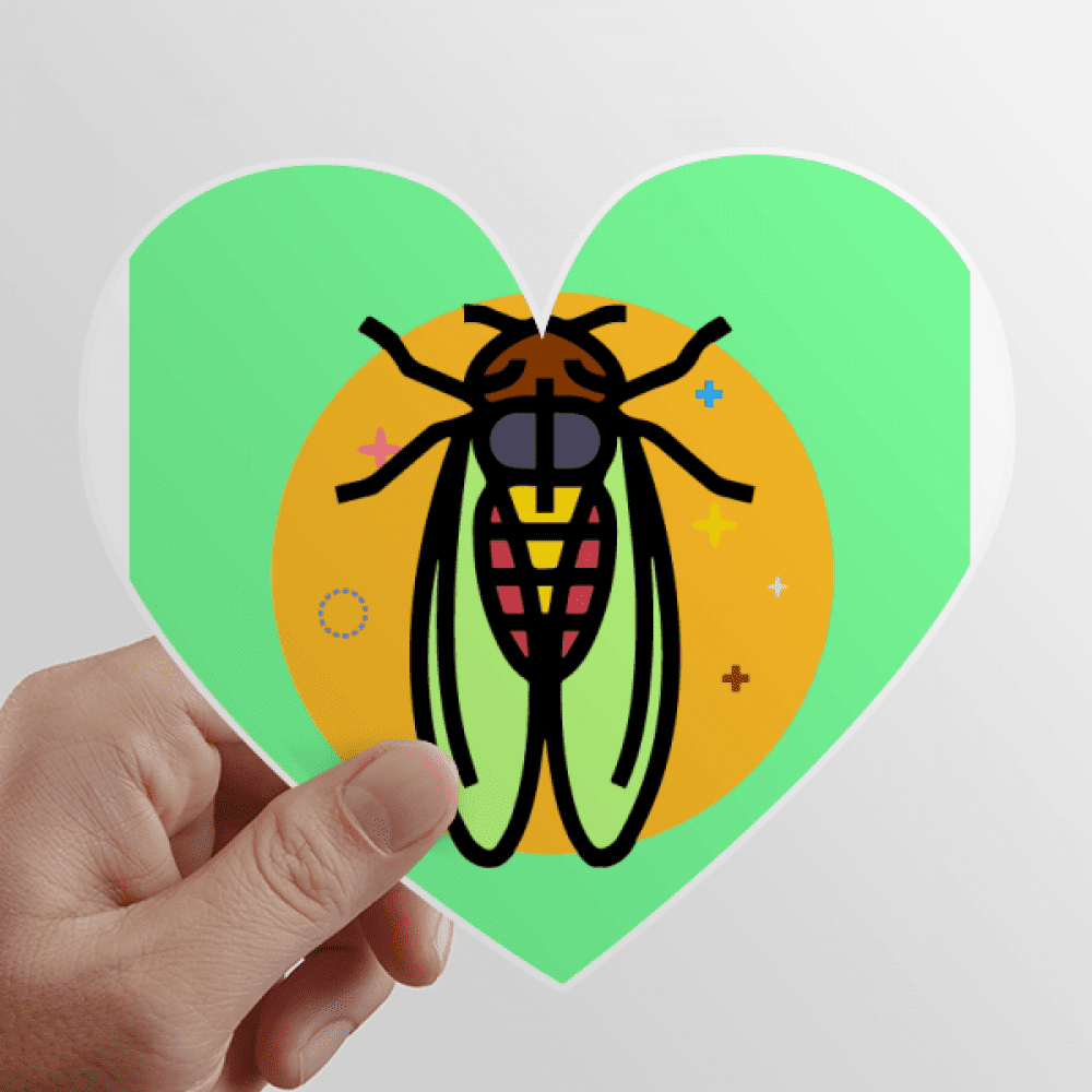 Fly Insect Mosquito Bug Winged Drawing Heart Vinyl Sticker Bicycle Bottle Decal