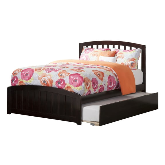 Richmond Full Platform Bed with Matching Foot Board with Twin Size Urban Trundle Bed in Espresso