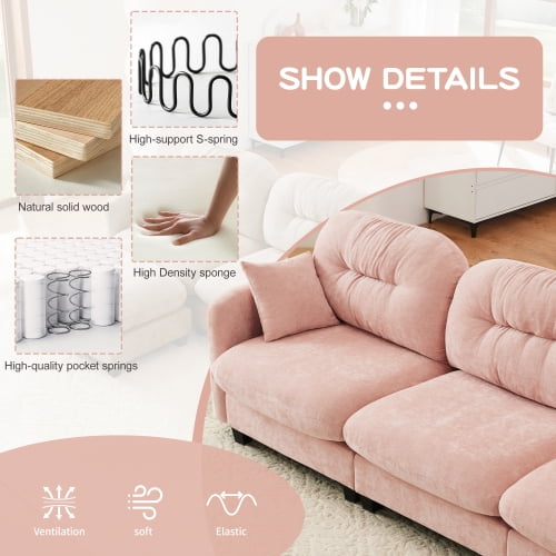 GAKMCIL 107" Loveseat Sofa, 3 Seater with Upholstered Large Size Deep Seat,Cloud Sectional Couches Chenille Fabric for Living Home