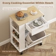 thumbnail image 3 of White Rolling Kitchen Island Cart with Trash Storage & Spice Rack - Compact Kitchen Island on Wheels for Living Room, Dining & Prep Areas - 28" x 15.7" x 35.4", 3 of 7