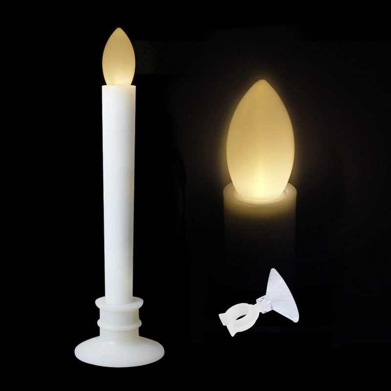 2pcs Remote Controlled Flameless Taper Candles with Automatic Timer and Suction Cups, Flickering Battery LED Candles for Year-Round Home Decor, Christmas Wedding Centerpiece