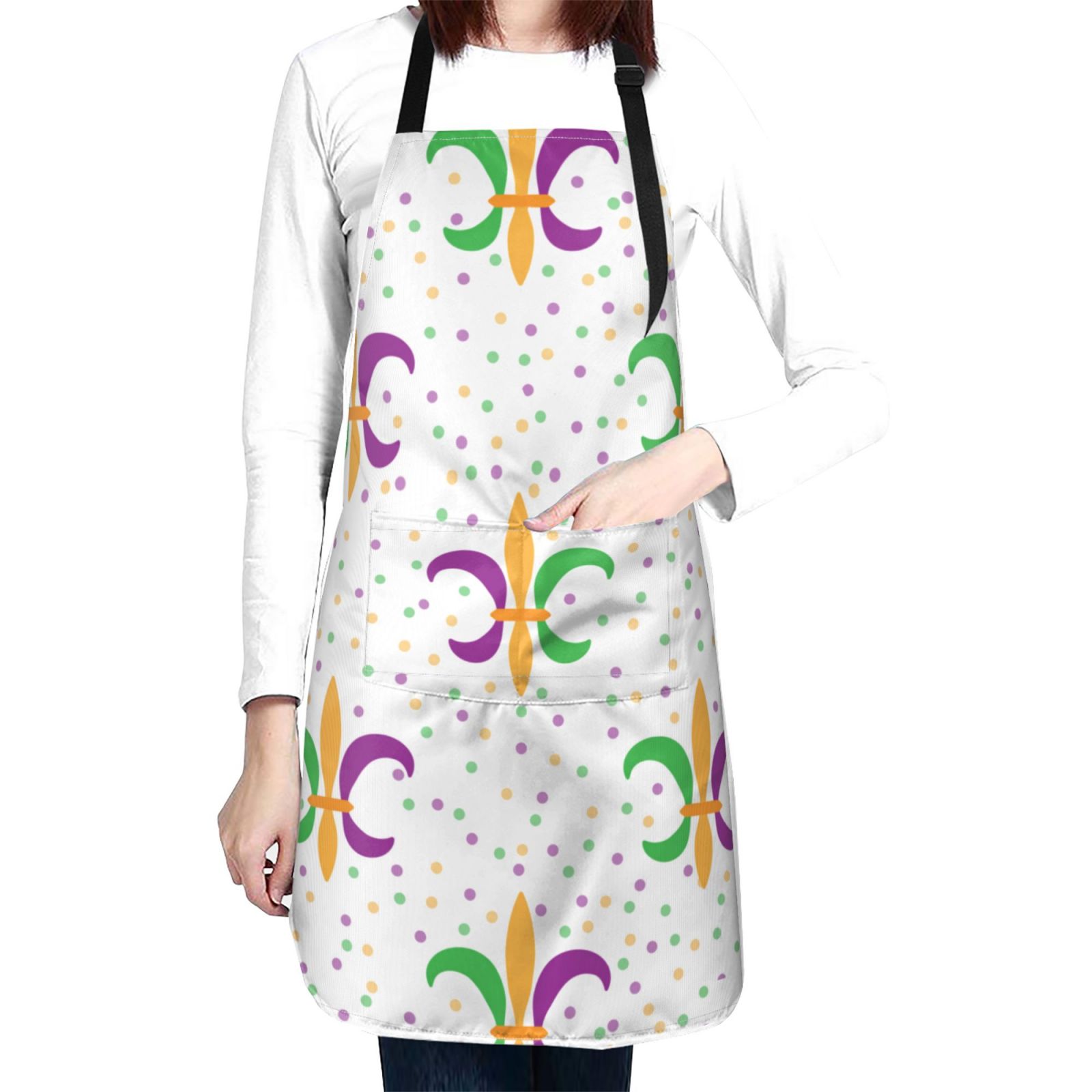 Kdxio Mardi Gras Carnival1 Apron with Pockets Adjustable Kitchen Aprons for Men Women Waterproof Aprons for Cooking,Drawing,Crafting, Baking Household Cleaning