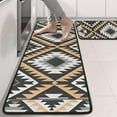 thumbnail image 2 of Kitchen Rugs Sets Of 2,Brown Geometric Triangle Diamond Pattern Anti Fatigue Kitchen Mat Rugs Non Slip Washable,Decorative Kitchen Floor Mats for Kitchen,Sink,Laundry,17"x47"+17"x47", 2 of 5