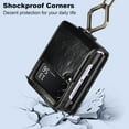 thumbnail image 5 of Case for Samsung Galaxy Z Flip 3 with Wrist Strap, Luxury Soft PU Leather Hard PC Shell for Women Men Ultra Thin Slim Durable Shockproof Protective Cover for Galaxy Z Flip 3 5G Black, 5 of 7