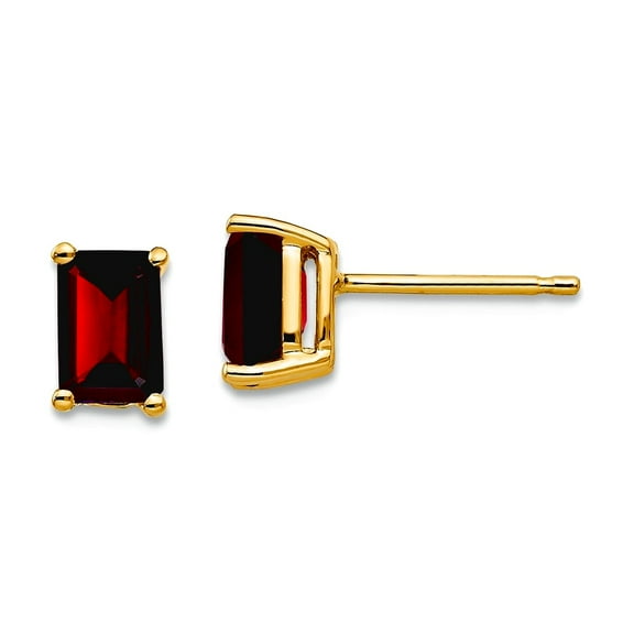 Primal Gold 14 Karat Yellow Gold 6x4mm Emerald Cut Garnet Earrings