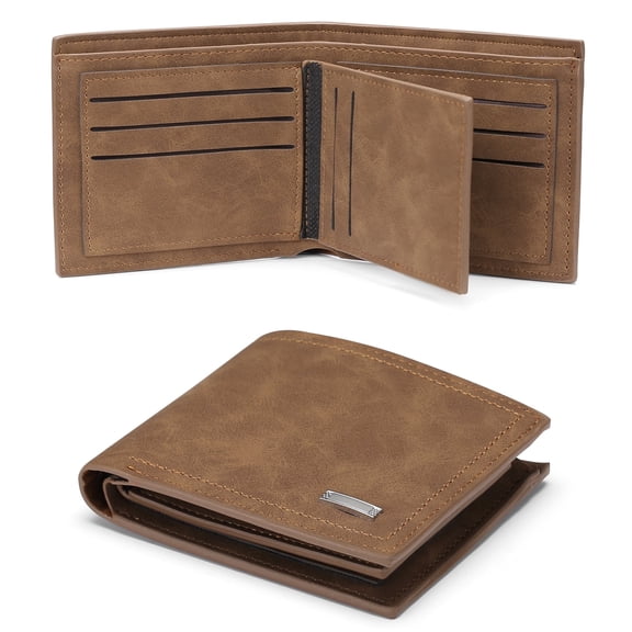 LOUEBICA Mens Wallet Leather RFID Blocking Large Capacity Trifold Wallet for Men with 10 Card Holders