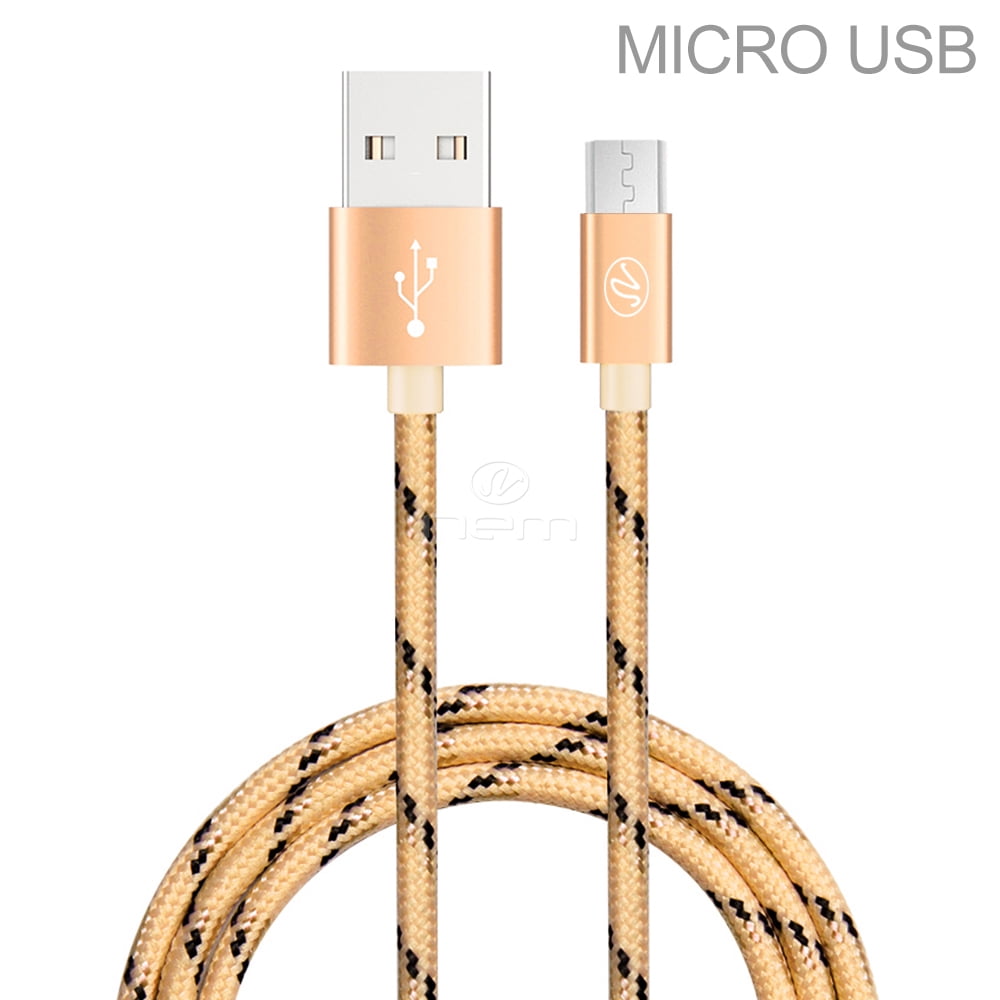 AT&T Asus PadFone X Premium High Quality 10 Feet Braided Gold Fast Micro USB Data Sync + Charging Cable